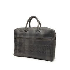 ボッテガヴェネタ イントレチャート ビジネスバッグ ブリーフケース ショルダーバッグ 2WAY グレー レザー メンズ BOTTEGAVENETA 【中古】