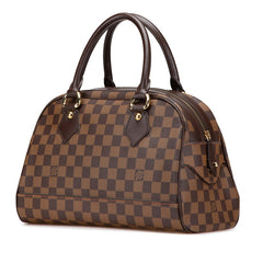 ルイ ヴィトン ダミエ ドゥオモ ハンドバッグ ボストンバッグ N60008 ブラウン PVC レザー レディース LOUIS VUITTON 【中古】