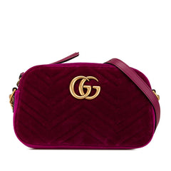 グッチ GGマーモント ショルダーバッグ 447682 パープル ベロア レザー レディース GUCCI 【中古】