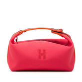 エルメス ブリッド ア ブラックPM ハンドバッグ ポーチ ピンク系 ハイビスカス トワルアッシュ レディース HERMES 中古