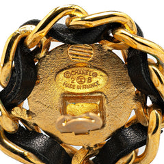 シャネル ヴィンテージ ココマーク イヤリング ゴールド ブラック メッキ レザー レディース CHANEL 【中古】