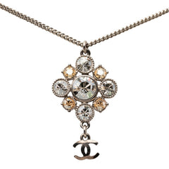 シャネル ココマーク チェーン ペンダント ネックレス C11V シルバー メタル ラインストーン レディース CHANEL 【中古】
