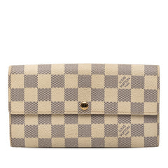 ルイ ヴィトン ダミエ アズール ポルトフォイユ サラ 長財布 N61735 ホワイト PVC レザー レディース LOUIS VUITTON 【中古】