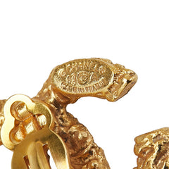 シャネル ヴィンテージ ココマーク 溶岩 フリンジ イヤリング ゴールド メッキ レディース CHANEL 【中古】