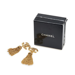 シャネル ヴィンテージ ココマーク 溶岩 フリンジ イヤリング ゴールド メッキ レディース CHANEL 【中古】