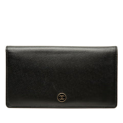 シャネル ココマーク 長財布 ロングウォレット ブラック レザー レディース CHANEL 中古