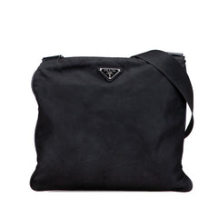 プラダ 三角ロゴプレート ショルダーバッグ ブラック ナイロン レディース PRADA 【中古】