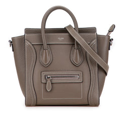 セリーヌ ラゲージ ナノショッパー ハンドバッグ ショルダーバッグ 2WAY グレージュ レザー レディース CELINE 【中古】