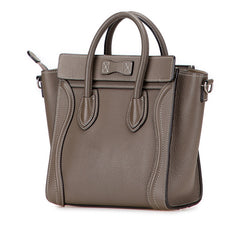 セリーヌ ラゲージ ナノショッパー ハンドバッグ ショルダーバッグ 2WAY グレージュ レザー レディース CELINE 【中古】