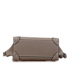 セリーヌ ラゲージ ナノショッパー ハンドバッグ ショルダーバッグ 2WAY グレージュ レザー レディース CELINE 【中古】