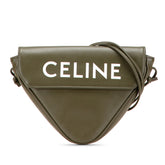 セリーヌ ロゴ トライアングル ショルダーバッグ カーキ レザー レディース CELINE 【中古】