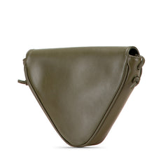 セリーヌ ロゴ トライアングル ショルダーバッグ カーキ レザー レディース CELINE 【中古】