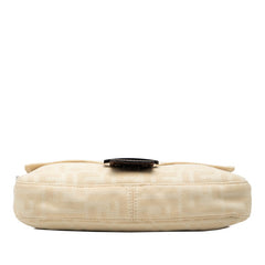 フェンディ ズッカ マンマバゲット ワンショルダーバッグ アイボリー ブラウン キャンバス レザー レディース FENDI 【中古】