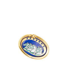 エルメス エマイユ 七宝焼き 馬 ブローチ ゴールド ブルー メッキ レディース HERMES 【中古】