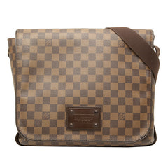 ルイ ヴィトン ダミエ ブルックリンMM 斜め掛け ショルダーバッグ N51211 ブラウン PVC レザー レディース LOUIS VUITTON 中古