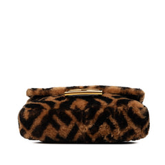 フェンディ ズッカ バゲット ミニ ハンドバッグ ショルダーバッグ 2WAY 8BS017 ブラウン ムートン レザー レディース FENDI 【中古】
