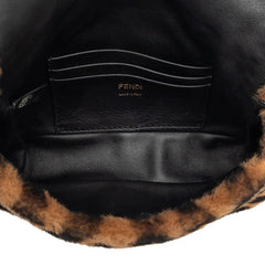 フェンディ ズッカ バゲット ミニ ハンドバッグ ショルダーバッグ 2WAY 8BS017 ブラウン ムートン レザー レディース FENDI 【中古】