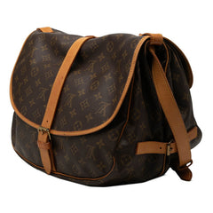 ルイ ヴィトン モノグラム ソミュール35 斜め掛け ショルダーバッグ M42254 ブラウン PVC レザー レディース LOUIS VUITTON 【中古】
