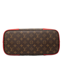 ルイ ヴィトン モノグラム フランドリン ハンドバッグ トートバッグ M41596 ブラウン レッド PVC レザー レディース LOUIS VUITTON 【中古】
