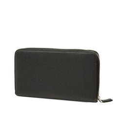 プラダ ロゴ 長財布 ラウンドファスナー ブラック レザー レディース PRADA 中古
