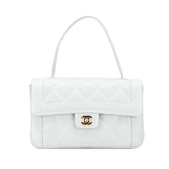 シャネル ココマーク ワイルドステッチ ハンドバッグ ライトブルー ラムスキン レディース CHANEL 【中古】