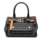 ディオール フライトライン トロッター ハンドバッグ グレー ブラック オレンジ デニム レザー レディース Dior 中古