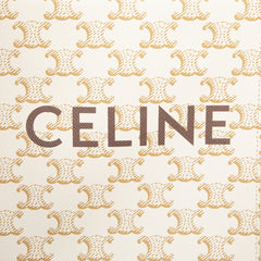 セリーヌ トリオンフ ミニ バーティカル カバ ハンドバッグ ショルダーバッグ 2WAY ホワイト ブラウン PVC レザー レディース CELINE 【中古】