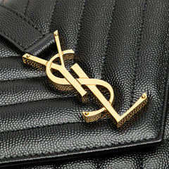 サンローラン エンヴェロープ チェーンショルダーバッグ ハンドバッグ ブラック ゴールド レザー レディース SAINT LAURENT 【中古】