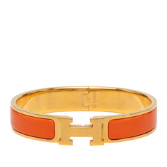 エルメス クリックH PM ブレスレット ゴールド オレンジ メッキ エナメル レディース HERMES 【中古】