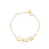 ディオール ロゴ フェイクパール ブレスレット ゴールド メッキ レディース Dior 【中古】