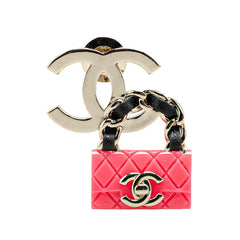 シャネル ココマーク マトラッセ バッグ モチーフ ブローチ シルバー ピンク メタル レディース CHANEL 【中古】