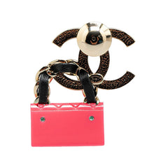 シャネル ココマーク マトラッセ バッグ モチーフ ブローチ シルバー ピンク メタル レディース CHANEL 【中古】