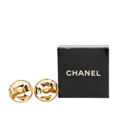 シャネル ココマーク リボン ラウンド イヤリング ゴールド メッキ フェイクパール レディース CHANEL 【中古】