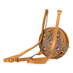 グッチ × DISNEY ディズニー エボニー ミニGGスプリーム ミッキープリント チェーン リュック バックパック 603730 ブラウン PVC レザー レディース GUCCI 【中古】