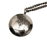 グッチ クレスト ラウンド コイン チェーン ペンダント ネックレス SV925 シルバー レディース GUCCI 【中古】