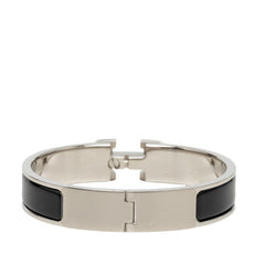 エルメス クリックH PM ブレスレット バングル シルバー ブラック メタル エナメル レディース HERMES 【中古】