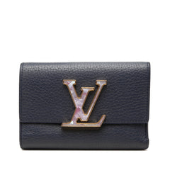 ルイ ヴィトン ポルトフォイユ カプシーヌ コンパクト 三つ折り財布 M81674 ネイビー トリヨンレザー レディース LOUIS VUITTON 中古