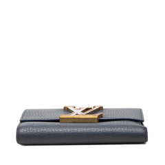 ルイ ヴィトン ポルトフォイユ カプシーヌ コンパクト 三つ折り財布 M81674 ネイビー トリヨンレザー レディース LOUIS VUITTON 中古