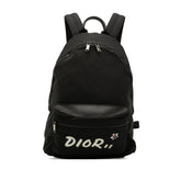 ディオール Dior HOMME × KAWS BEE 蜂 ロゴ リュック バックパック ブラック キャンバス レザー レディース Dior 【中古】