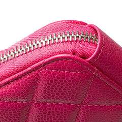 シャネル マトラッセ ココマーク クラッチバッグ ウォレットバッグ ピンク キャビアスキン レディース CHANEL 【中古】