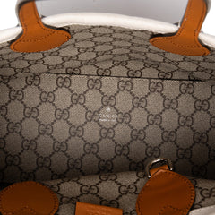 グッチ ロゴプリント トートバッグ 772144 アイボリー ブラウン キャンバス レザー レディース GUCCI 中古
