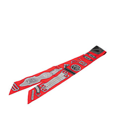 エルメス ツイリー HARNAIS DES PRESIDENTS 大統領の馬具 スカーフ オレンジ レッド グレー シルク レディース HERMES 【中古】