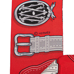 エルメス ツイリー HARNAIS DES PRESIDENTS 大統領の馬具 スカーフ オレンジ レッド グレー シルク レディース HERMES 【中古】