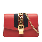 グッチ シルヴィ ミニ チェーン ショルダーバッグ 494646 レッド マルチカラー レザー レディース GUCCI 【中古】
