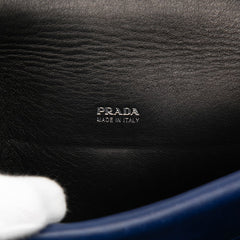 プラダ フラップ チェーン ショルダーバッグ ネイビー レザー レディース PRADA 【中古】