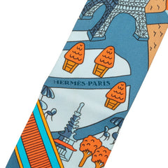 エルメス ツイリー Les Nouveaux Amoureux de Paris 新パリの恋人たち スカーフ ブルー系 マルチカラー シルク レディース HERMES 中古