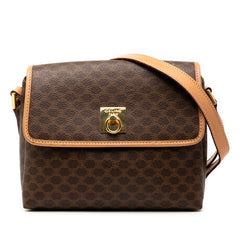 セリーヌ マカダム ショルダーバッグ ブラウン PVC レザー レディース CELINE 【中古】