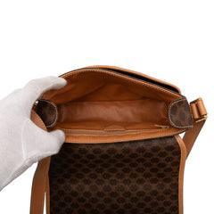 セリーヌ マカダム ショルダーバッグ ブラウン PVC レザー レディース CELINE 【中古】