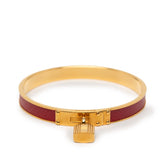 エルメス ケリーバングル カデナ モチーフ バングル ゴールド レッド メッキ レザー レディース HERMES 【中古】