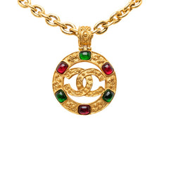 シャネル ココマーク グリポア ヴィンテージ ネックレス ゴールド マルチカラー メッキ ガラス レディース CHANEL 【中古】